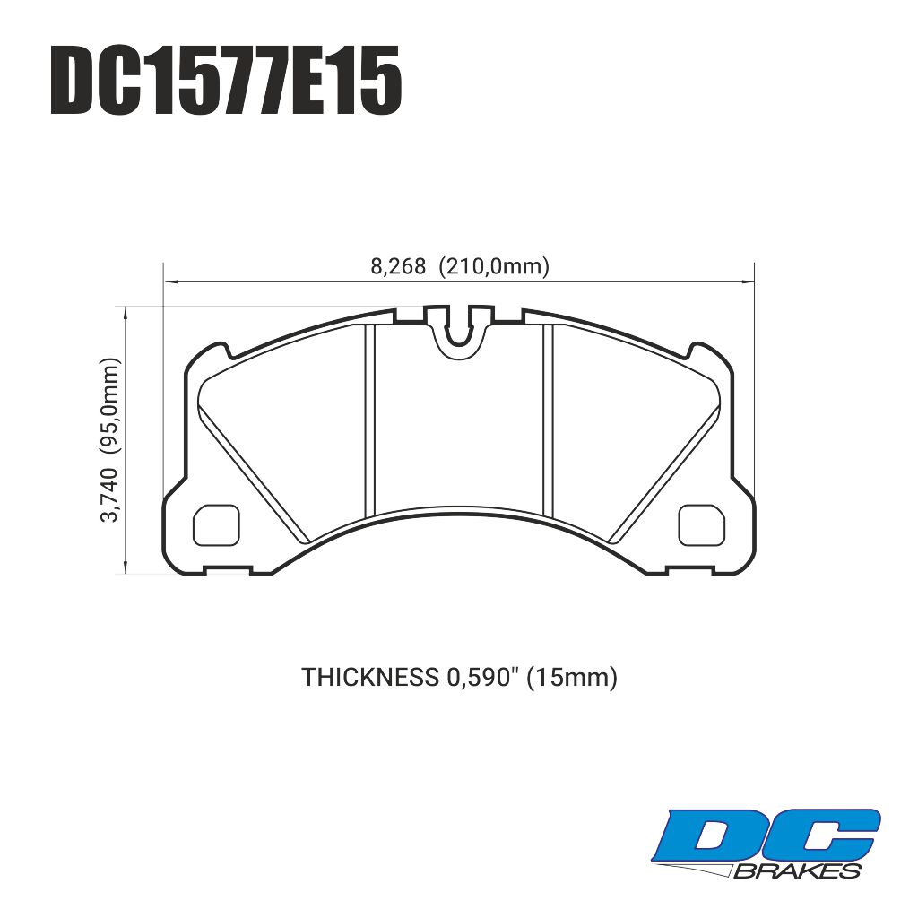Колодки тормозные DC1577E15 DC Brakes RT.2 перед  CAYENNE, PANAMERA, MACAN, TOUAREG 360, 368, 390MM