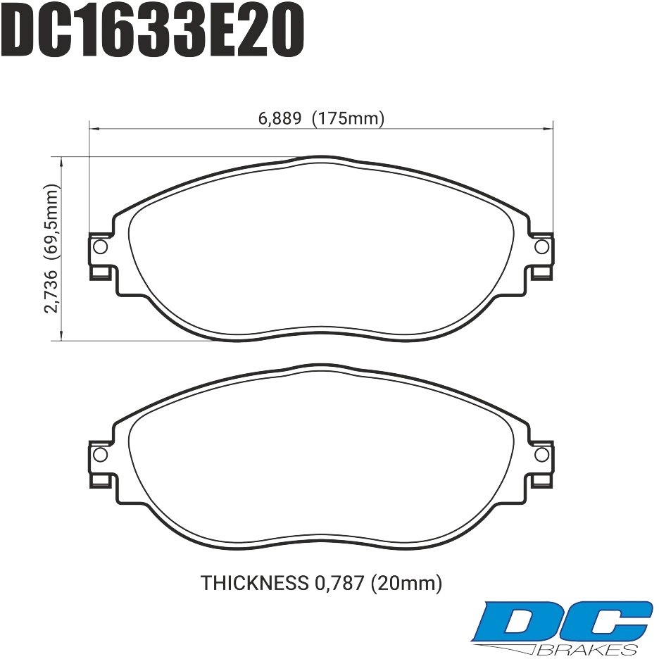 DC Brakes RT.2 DC1633E20 Передние тормозные колодки для VAG 340 MQB