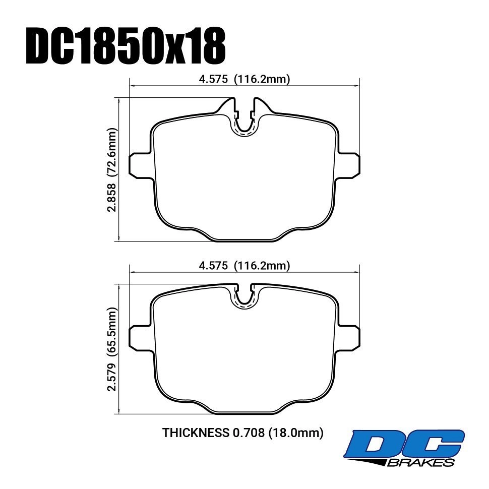 DC Brakes RT.2 DC1850E18 Задние тормозные колодки для BMW M3 G80; M4 G82; M5 F10; M6 F12; X5 G05; X7 G07
