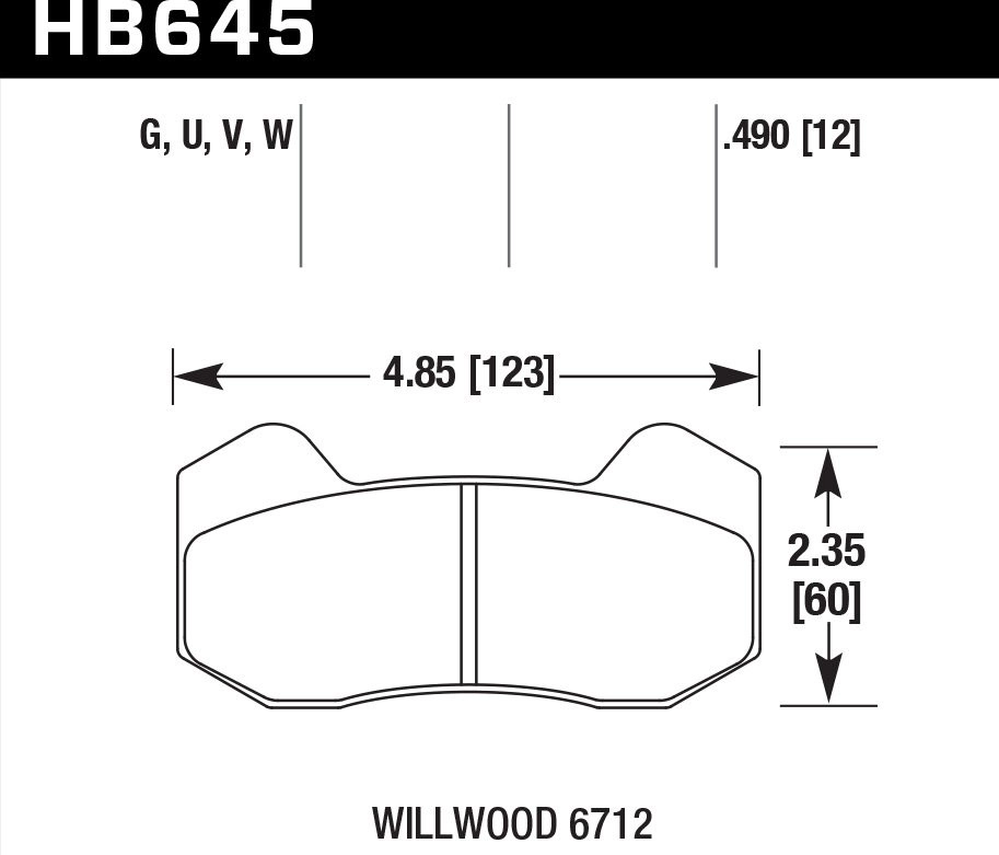 HAWK DTC-60 HB645G.490 Колодки тормозные Wilwood 6712 12 mm