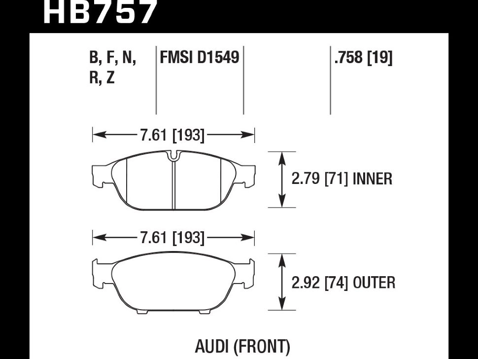 HAWK Street 5.0 HB757B.758 Передние тормозные колодки для AUDI A6/A7 C7