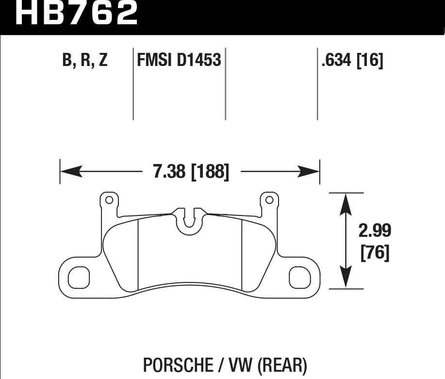 HAWK PC HB762Z.634 Задние тормозные колодки для PORSCHE CAYENNE 92A, VW TOUAREG 7P5 2010->