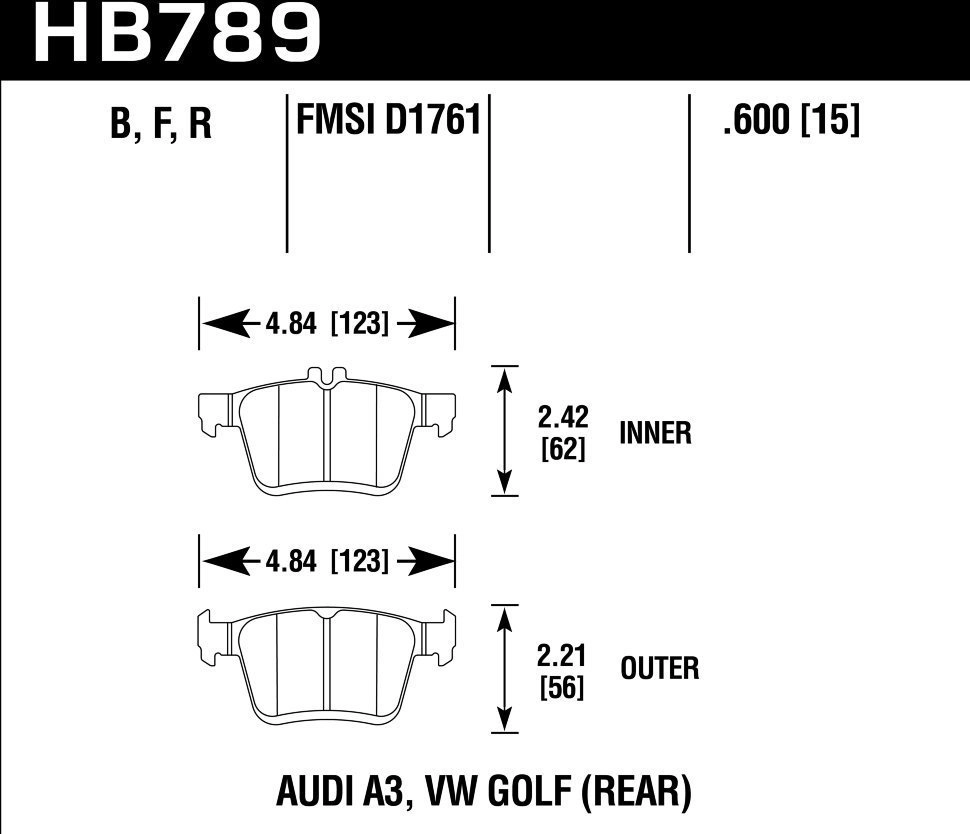HAWK PC HB789Z.600 Задние тормозные колодки для VAG MQB 310mm