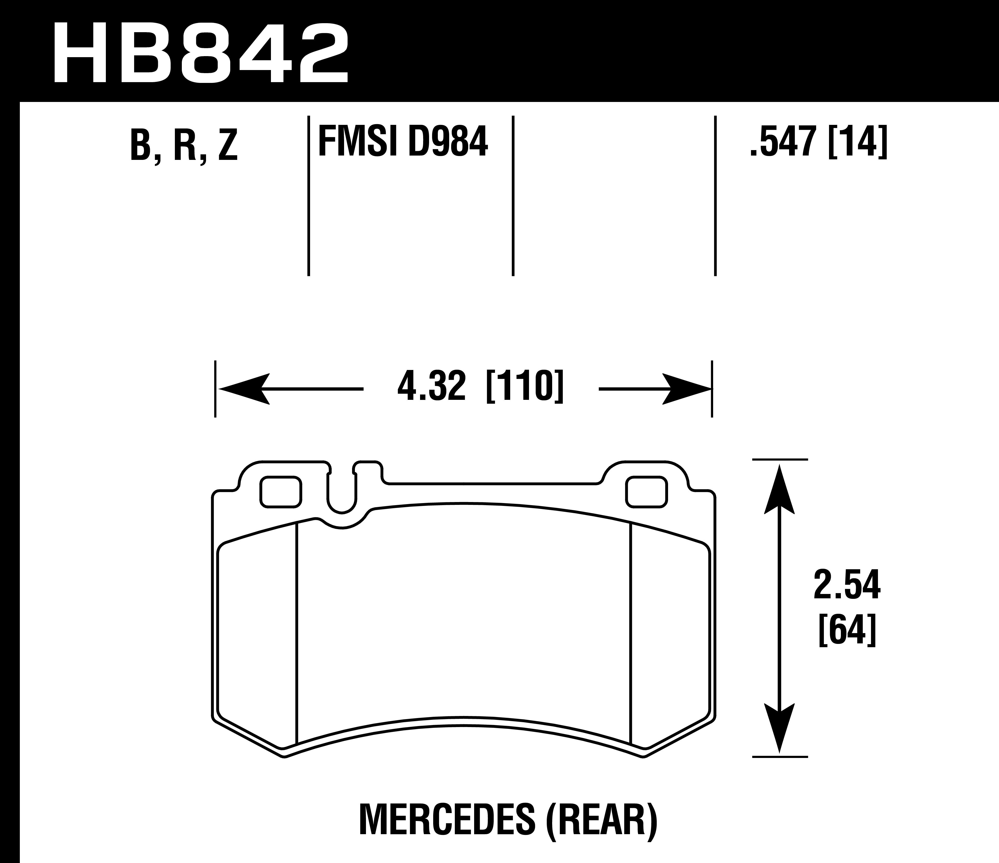 Колодки тормозные HB842B.547 задние MB CLS C219; S W220; S W221; S C215; S C216; SLR R199